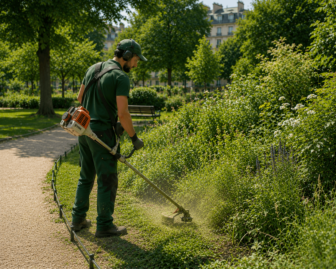 Entretien d'un parc sous le soleil